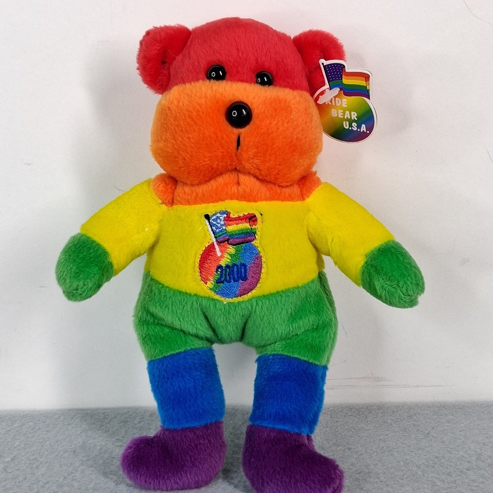 Pride Design Gay Pride Bear Collection Plush Toy 2000 Rainbow 7.5" LGBTQ+ VTG
